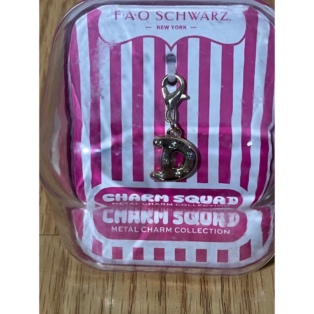 FAO Schwarz Charm Squad Metal Initial D Charm Rhinestone Silver Tone New